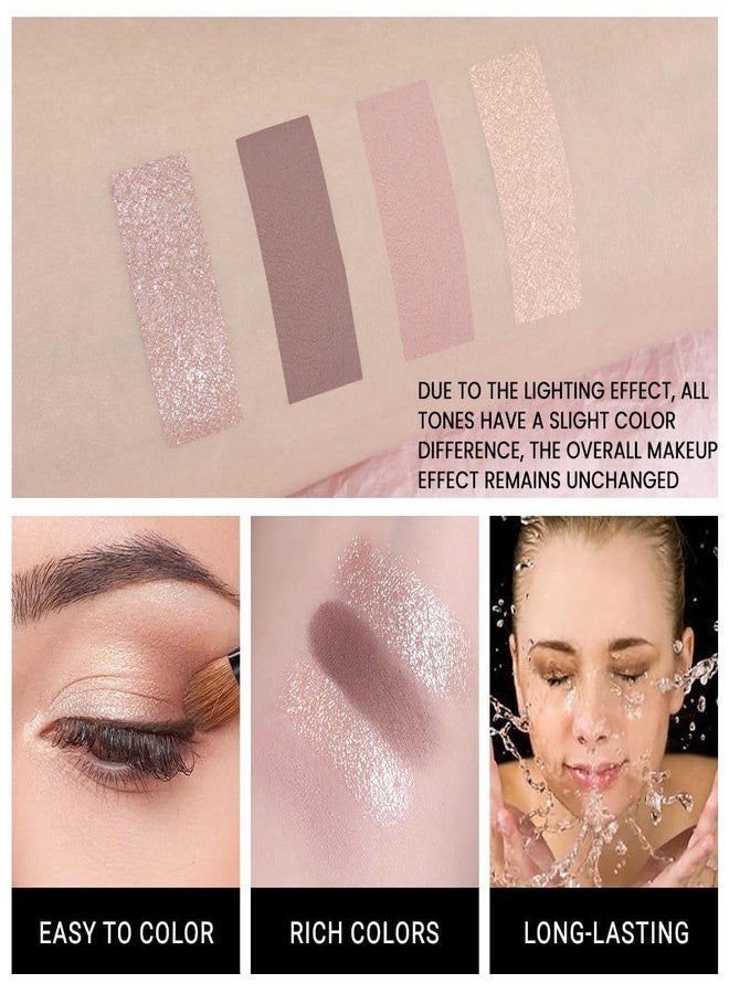 Hxssll 4-Color Neutral Nude Eyeshadow Palette – Matte & Shimmer Champagne Rose, Soft Taupe, Plum Brown & Silver Taupe Shades, High Pigment Blendable Mini Eye Shadow Kit for Daily Soft Glam & Blue Green Eyes - Image 4